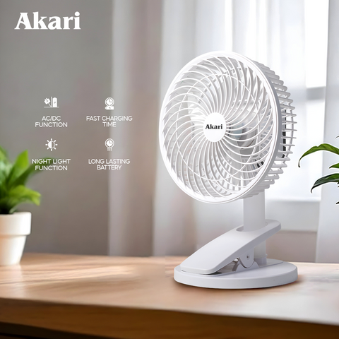 Akari 8" Rechargeable Oscillating Clip Fan ( AJF-66508 )