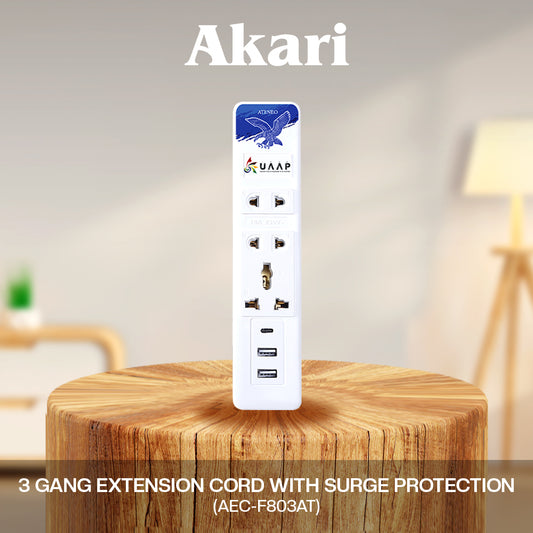 Akari 3 Gang Extension Cord with Surge Protection ( AEC-F803)