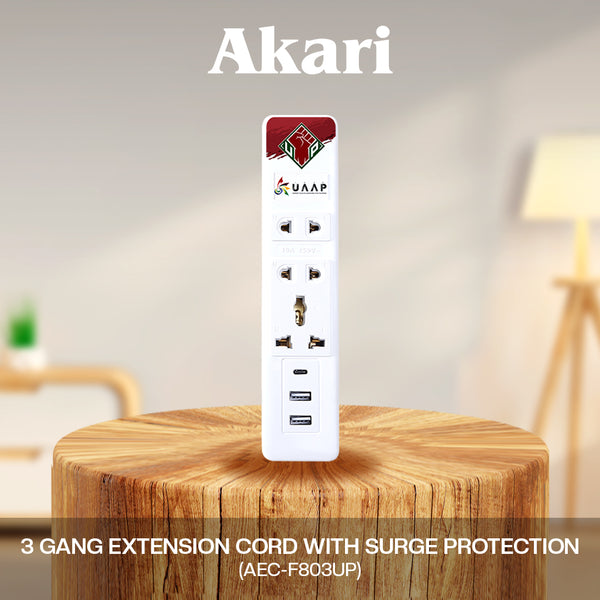 Akari X UAAP [ UP ]3 Gang Extension Cord with Surge Protection ( AEC-F803 UP )