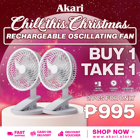 AKARI B1T1 : "Akari 8"" Rechargeable Oscillating Fan with Nighlight  ( ARF-66508 B1T1 )