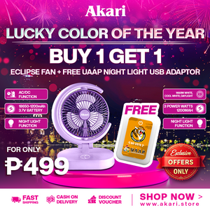 Akari : Eclipse Fan with Tri-Color LED Night Light (ARF-E869)with Free UAAP Nightlight UST