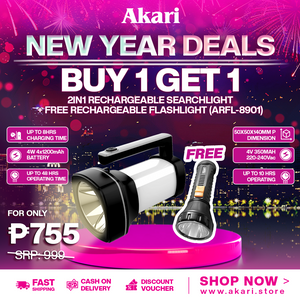 Akari 2in1 Rechargeable Searchlight (ARL-6777) With Free Rechargeable Flashlight (ARFL-8901)