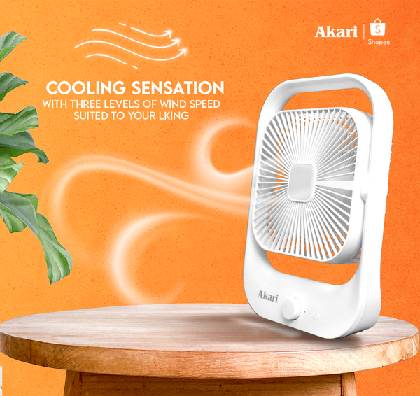 Akari B1T1 : 8" Rechargeable Square Fan with LED Light (ARF-8018)