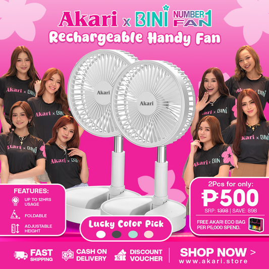 AkariXBini :  B1T1 4" Rechargeable Portafan (ARF-F013) (#1BLOOMING FANS)