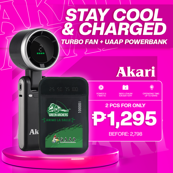 RANwithAKARI : Turbo Handy Fan +UAAP 10000mAh Digital Powerbank with built-in charging Cables