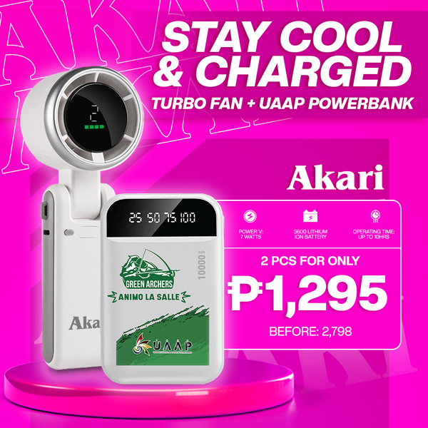 RANwithAKARI : Turbo Handy Fan +UAAP 10000mAh Digital Powerbank with built-in charging Cables