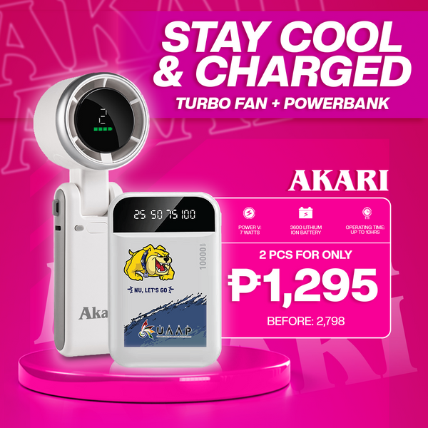 RANwithAKARI : Turbo Handy Fan +UAAP 10000mAh Digital Powerbank with built-in charging Cables