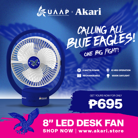 AKARI X UAAP [ ATENEO ] - 8" Rechargeable Elliptical Fan w/ LED