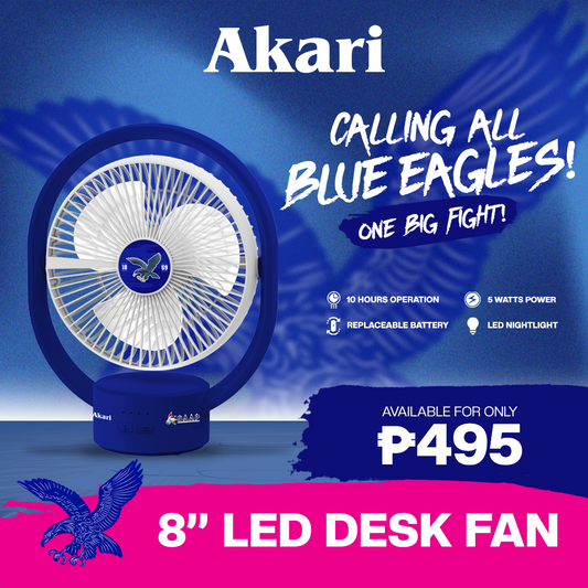 AKARI [ ATENEO ] - 8" Rechargeable Elliptical Fan w/ LED