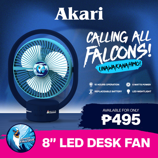 AKARI [ ADU ] - 8" Rechargeable Elliptical Fan w/ LED