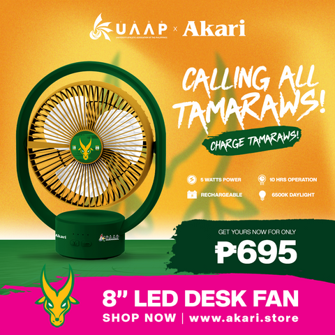 AKARI X UAAP [ FEU ] - 8" Rechargeable Elliptical Fan w/ LED