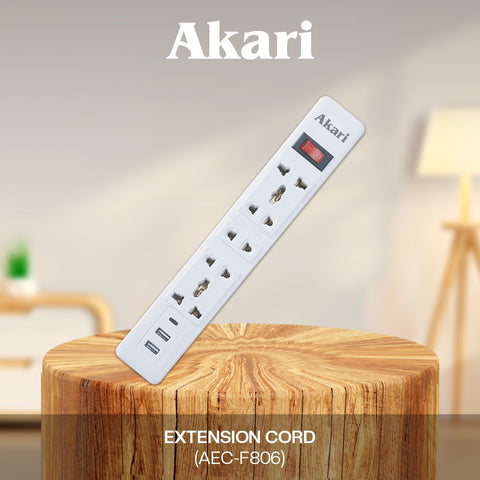 Akari 5 Gang Extension Cord with Surge Protection and Overload protection with Main Switch  ( AEC-F806 )