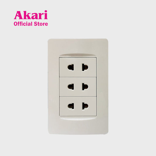 Akari 3 Gang 2 Pin Universal Outlet (AWD-Z8202-3)