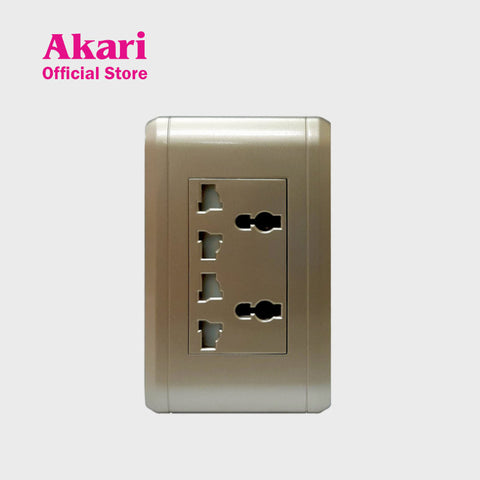 Akari Double Multi Purpose Outlet 250V / 16A, V Series, Gold (AWD1712V(G)