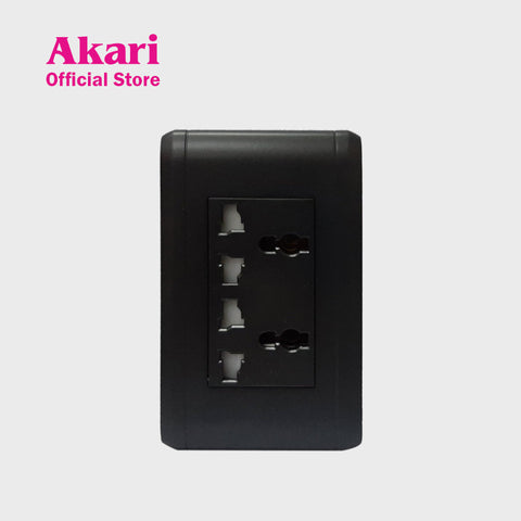 Akari Double Multi Purpose Outlet 250V / 16A, V Series, Black (AWD1712V(B)