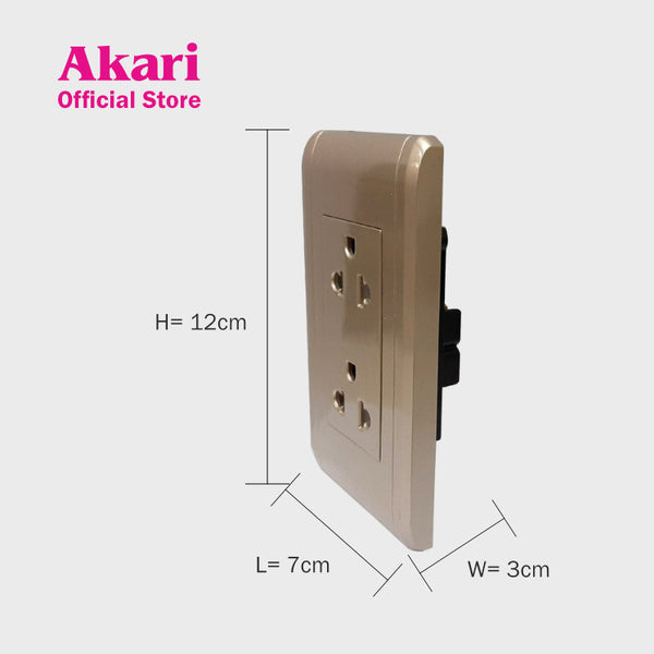 Akari Double Universal Ground Outlet 250V / 20A, V Series, Gold (AWD3262V(G)