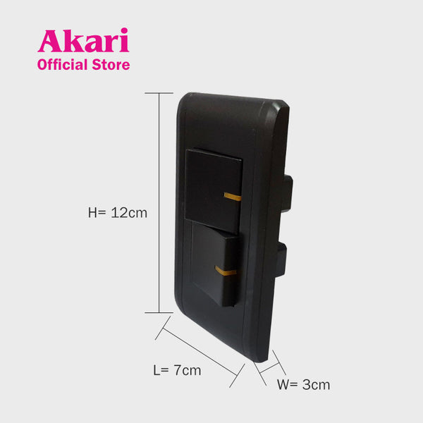 Akari 2 Gang 1 Way Switch 250V / 16A, V Series, Black (AWD2015V(B)